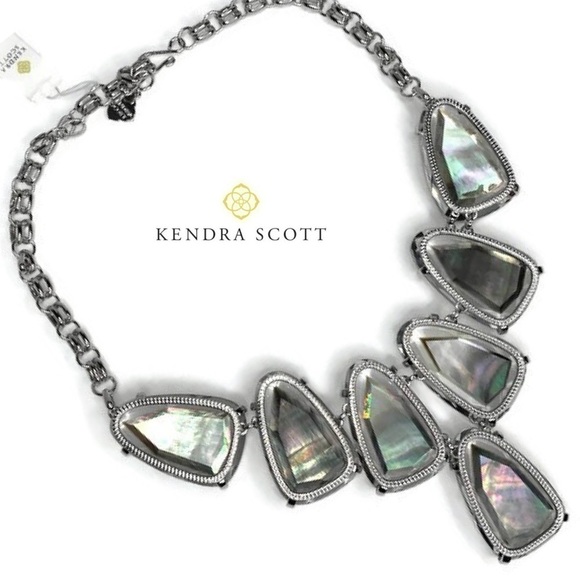 Kendra Scott Chunky Necklace Gray Iridescent NWT - Picture 1 of 6